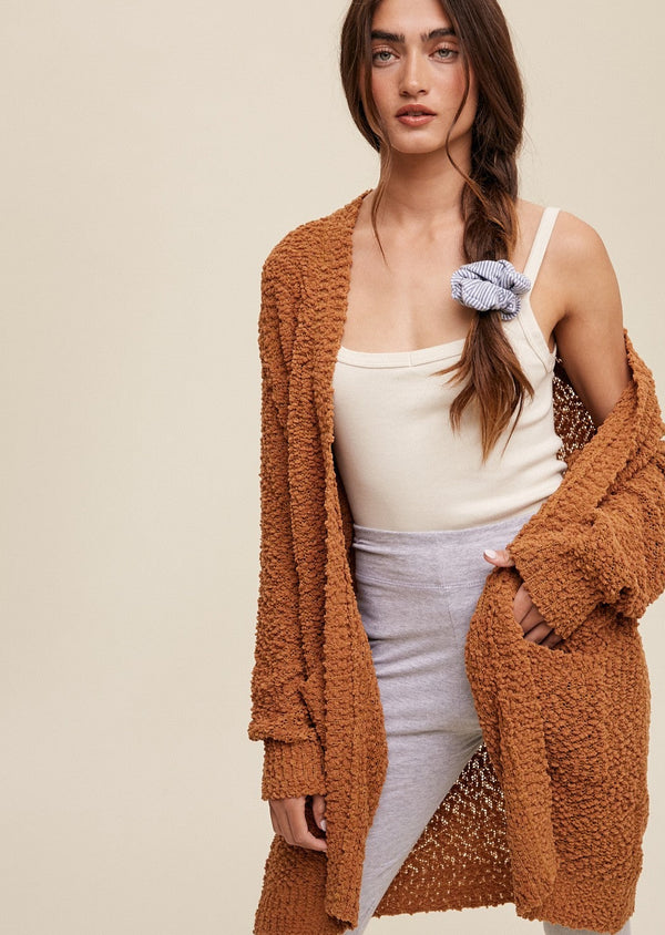 Popcorn Open Knit Cardigan