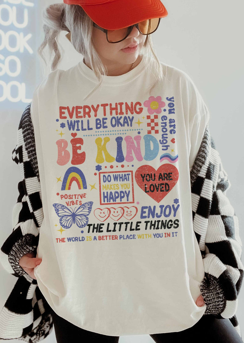 Oversized Graphic T-Shirt - Positive Vibes