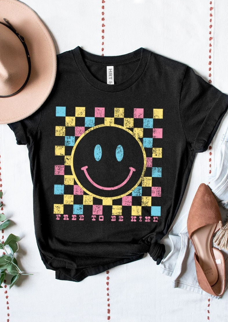 Checkered Happy Face T-Shirt