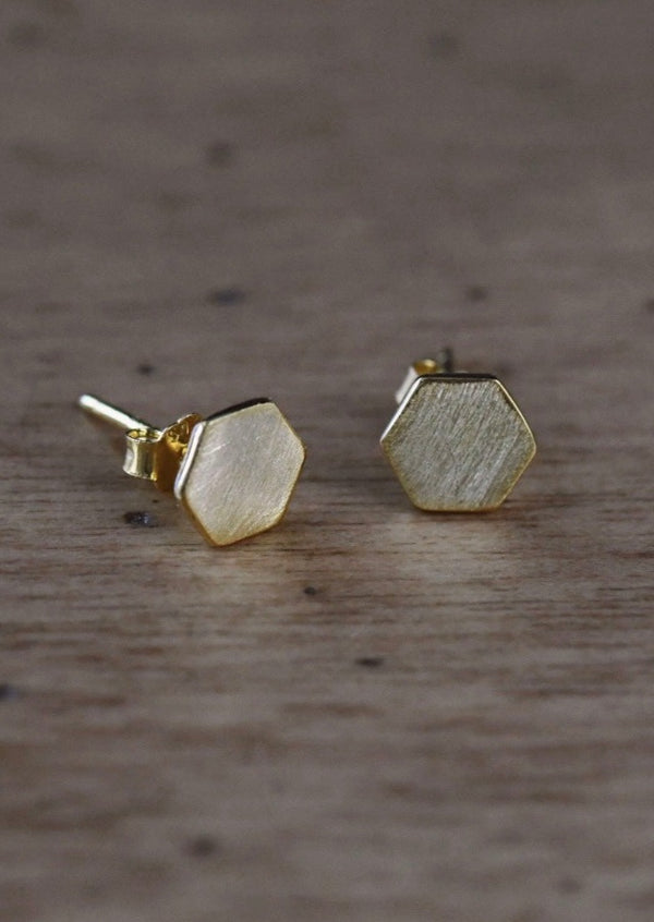 Earrings - Gold Hexagon