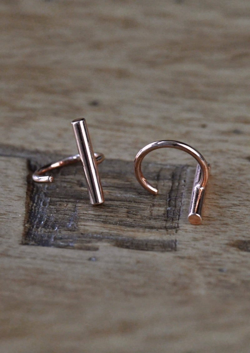 Earrings - Rose Gold Bar Open Hoop