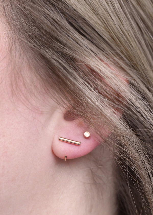 Earrings - Rose Gold Bar Open Hoop