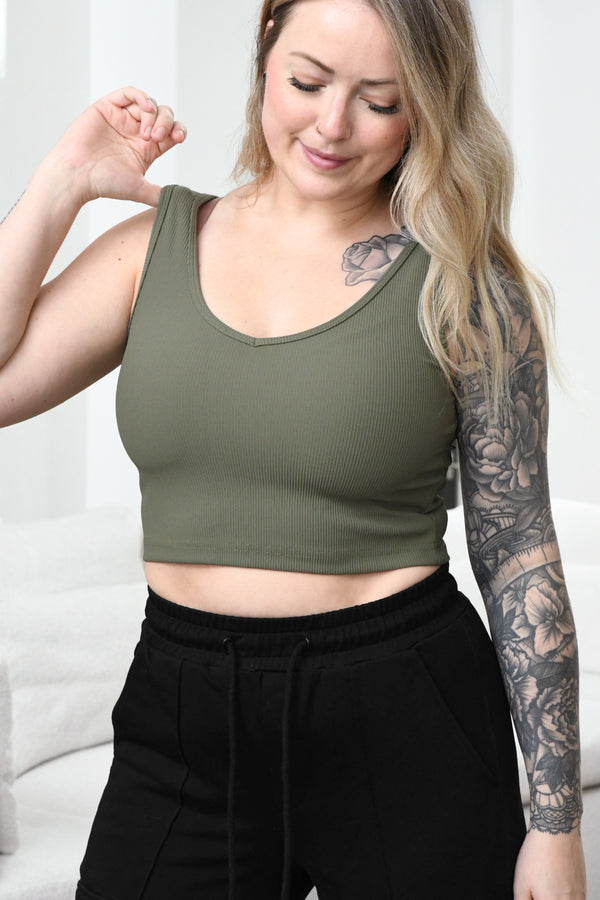 Lily Ribbed Crop Tank Top