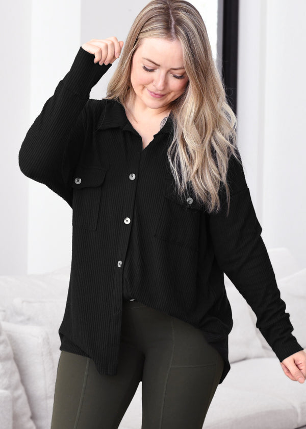 Demi Ribbed Button Down