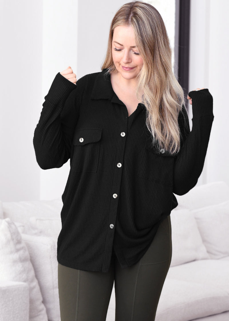 Demi Ribbed Button Down