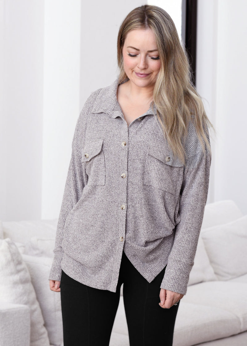 Demi Ribbed Button Down