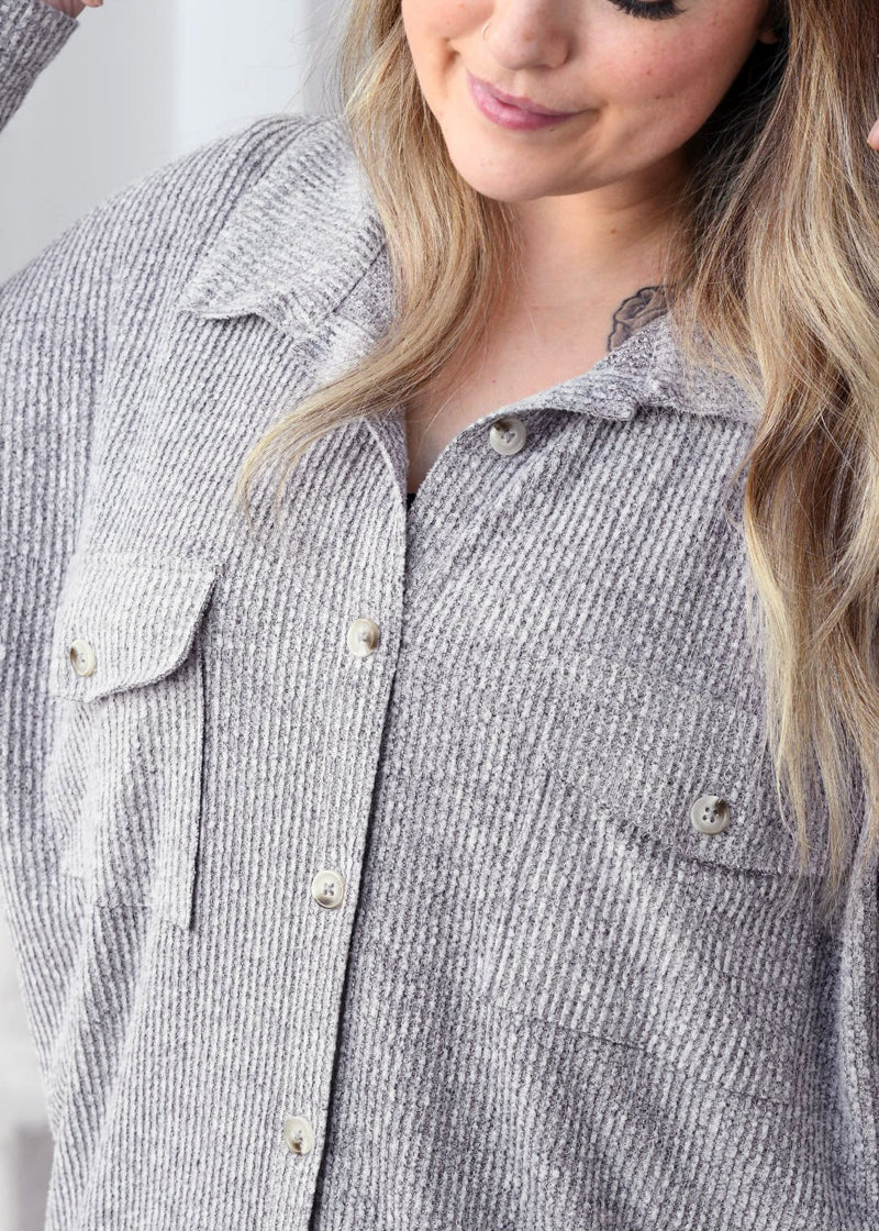 Demi Ribbed Button Down