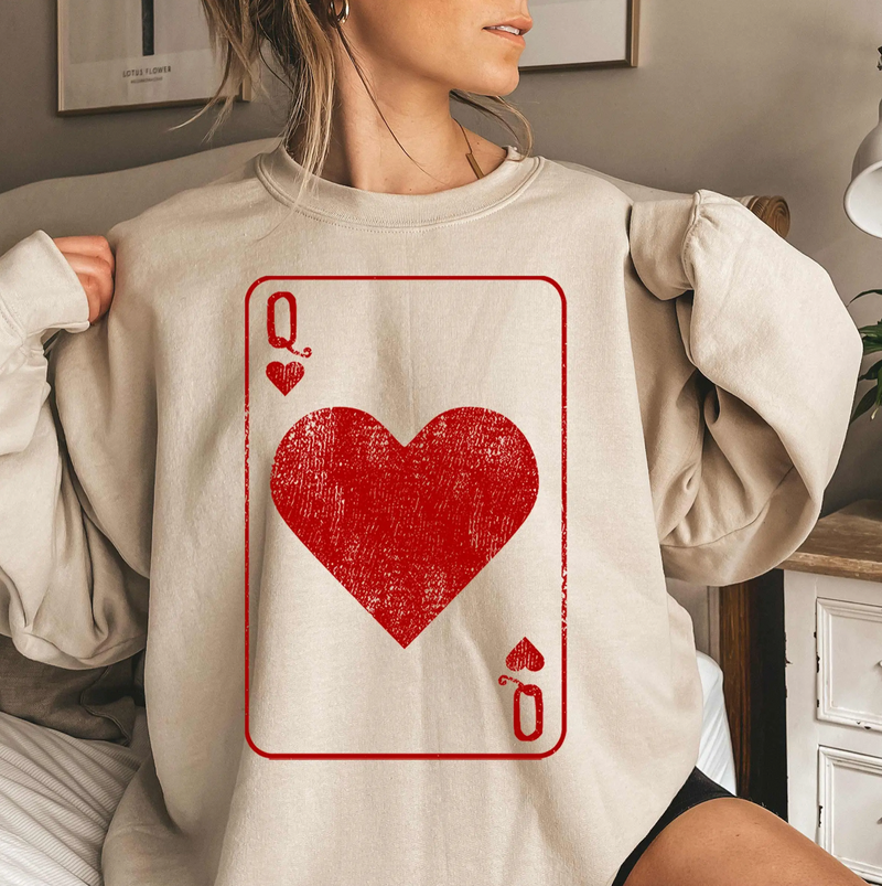 Queen of Hearts Crew Neck Sweater