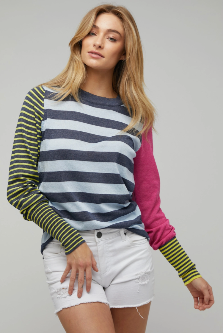 Striped Colour Blocked Top - Women's - Contoured Fit