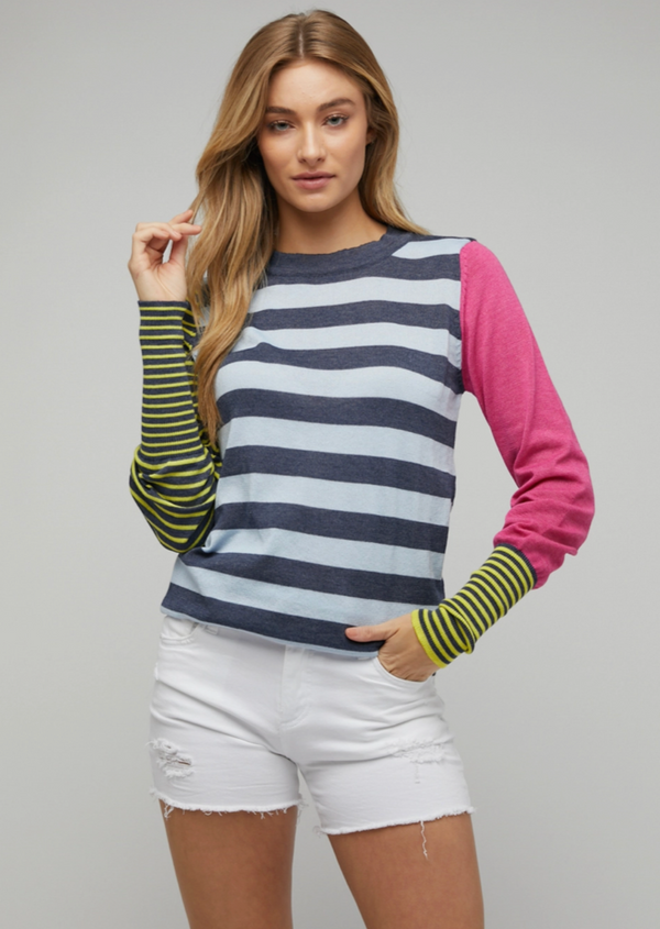 Striped Colour Blocked Top - Women's - Contoured Fit