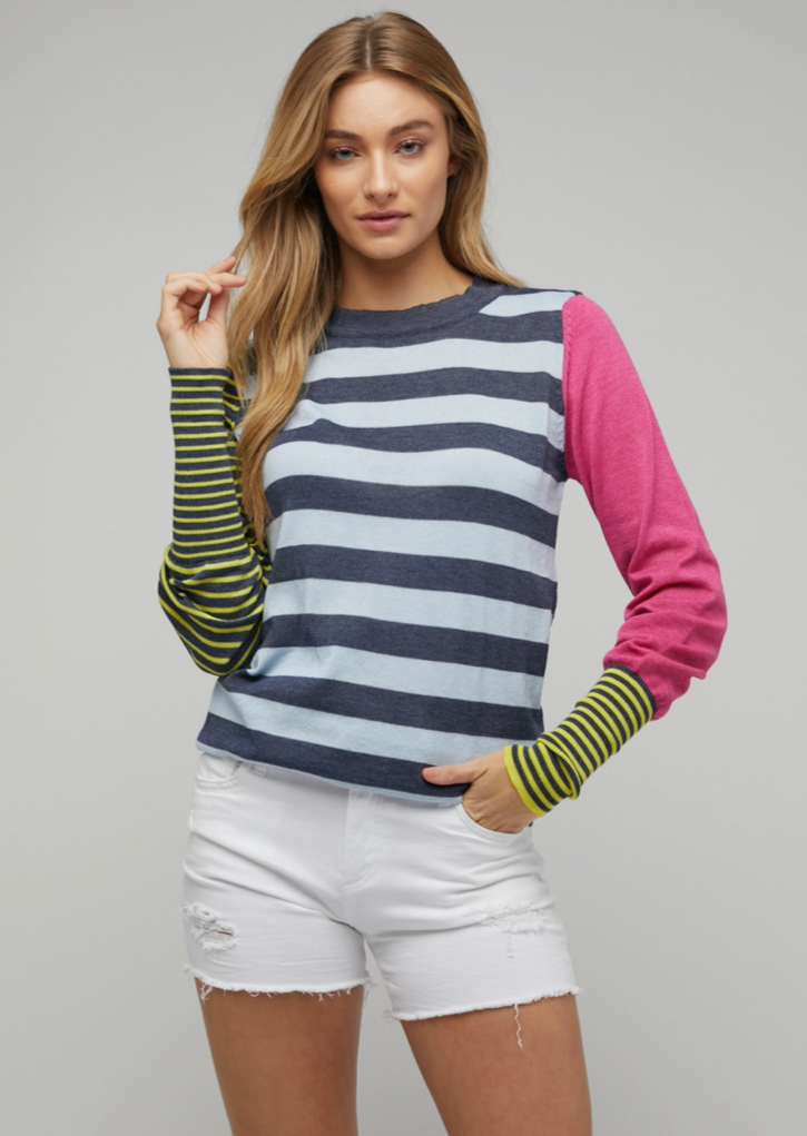 Striped Colour Blocked Top - Women's - Contoured Fit