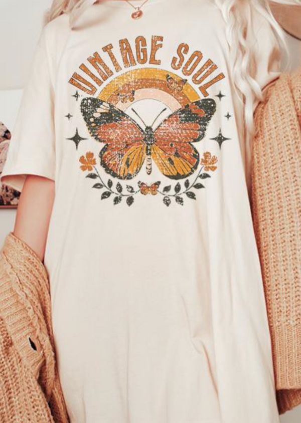 Distressed Butterfly Oversized T-Shirt