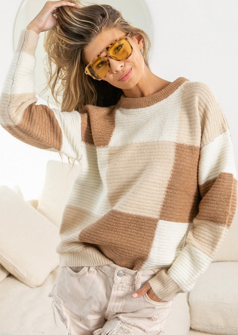 Check Pattern Sweater - Women's - Contoured Fit