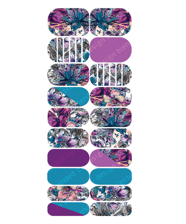 Nail Wraps - Lagoon Graffiti Floral