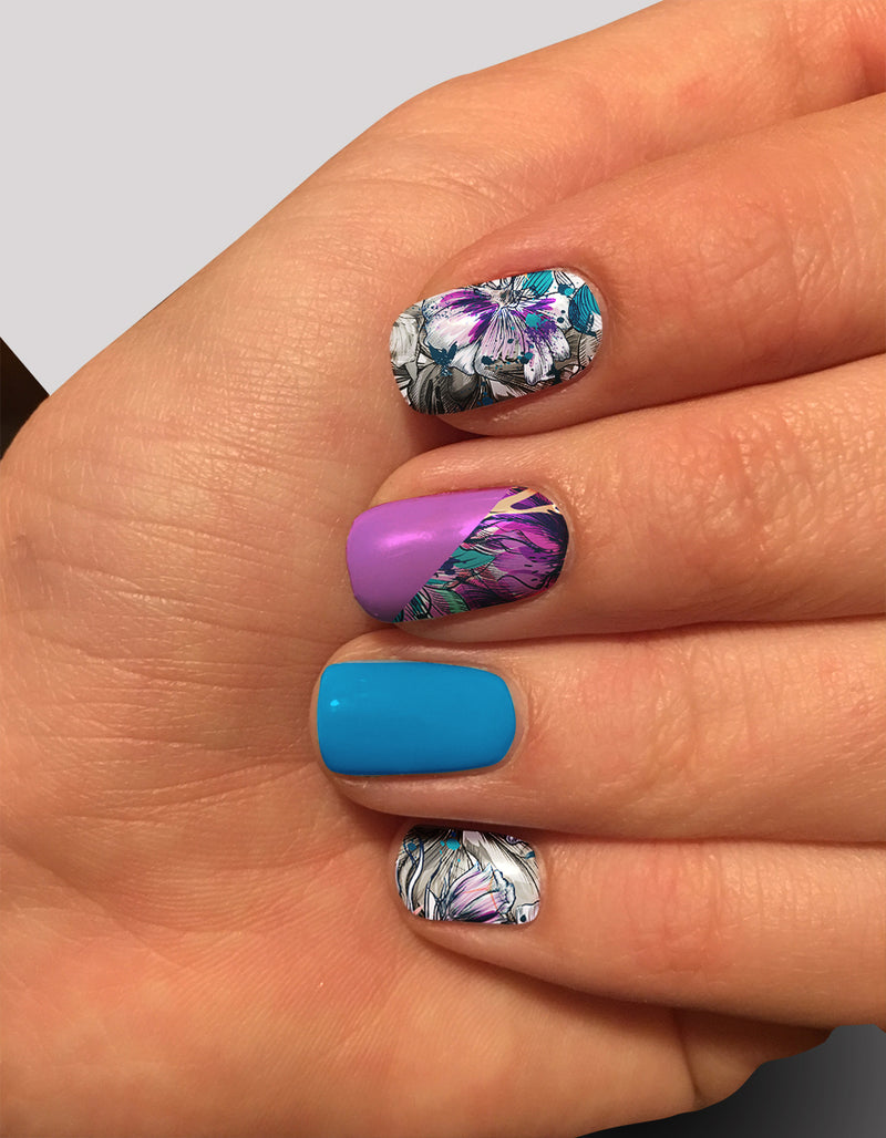 Nail Wraps - Lagoon Graffiti Floral