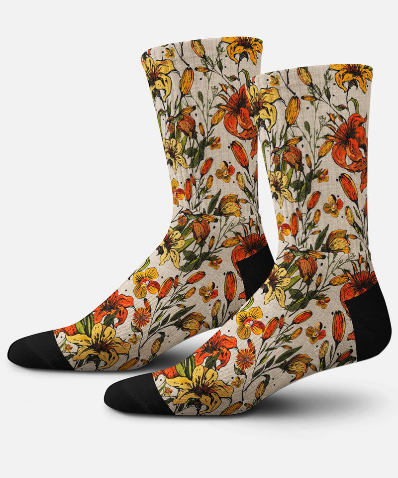 Socks - Oatmeal Lilies